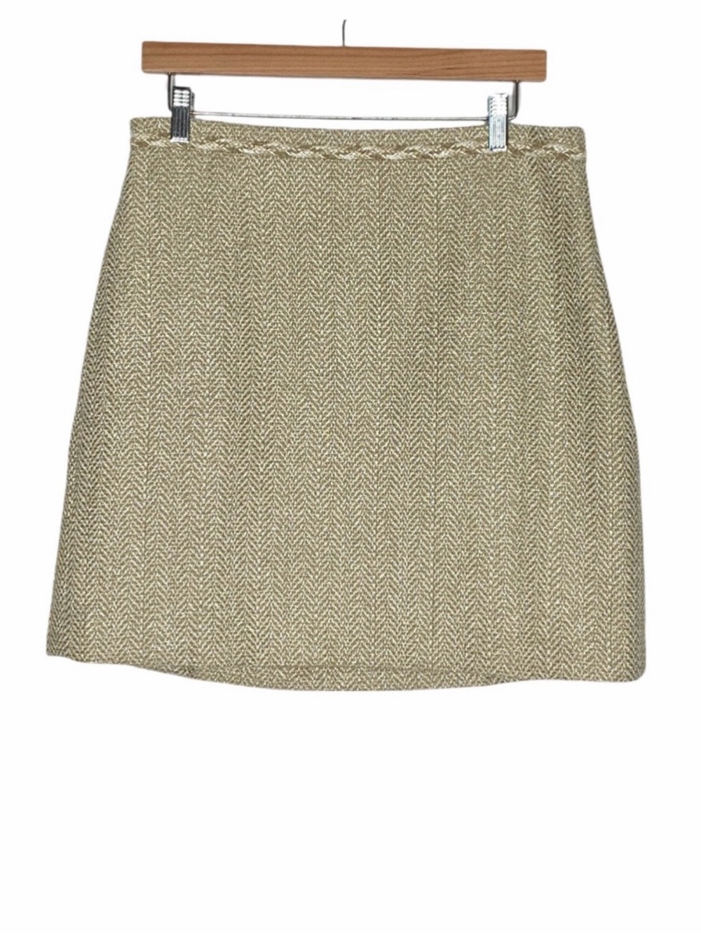 Ann Taylor Tan and Gold Tweed Pencil Skirt Size 8 Preppy Professional Classic